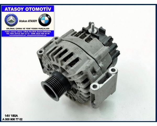 MERCEDES W639 VİANO VİTO ALTERNATÖR 0009067702 A0009067702 A 000 906 77 02 VALEO FGN18S128 VALEO 2618188C VALEO 315025709 14V 180A TEK PİN OM646